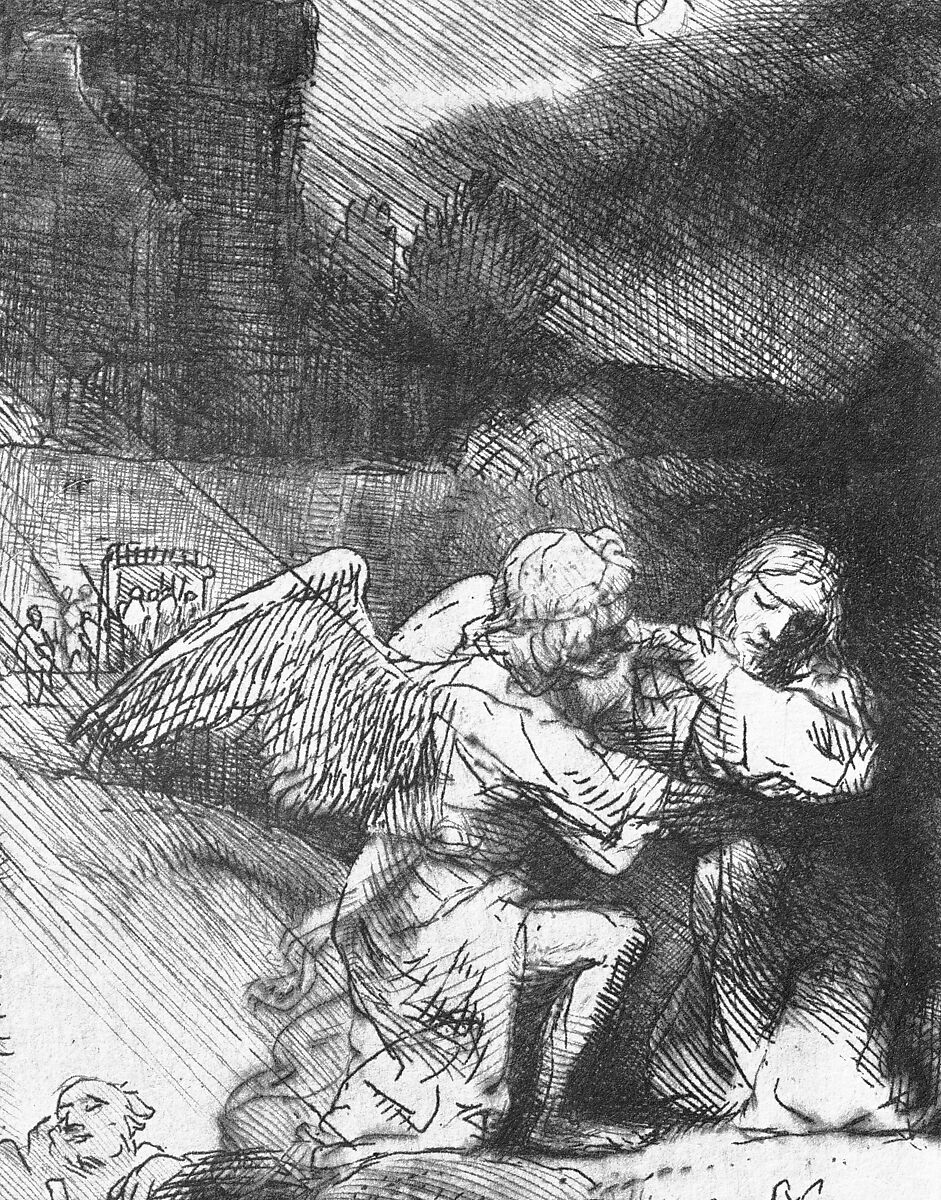 The Agony in the Garden, Rembrandt (Rembrandt van Rijn) (Dutch, Leiden 1606–1669 Amsterdam), Etching and drypoint, some plate tone; first of three states