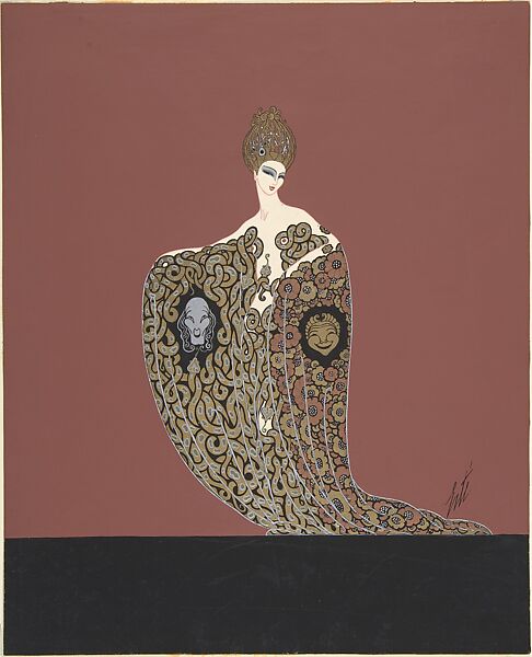 "Les Plaisirs - Innocents et Morbids" Ballet Costume Design of Twinned Serpents for "L'Or," Ziegfield Follies, Erté (Romain de Tirtoff) (French (born Russia), St. Petersburg 1892–1990 Paris) 