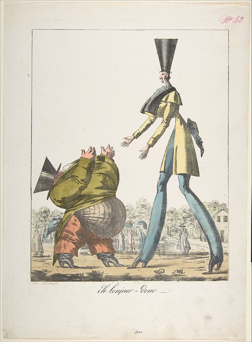 Well, Hello (Eh bonjour– donc–.), Charles Motte (French, 1784–1836), Lithograph, hand-colored; proof with the publisher's address and the dash at the end of the inscription added by hand in pen and brown ink. 