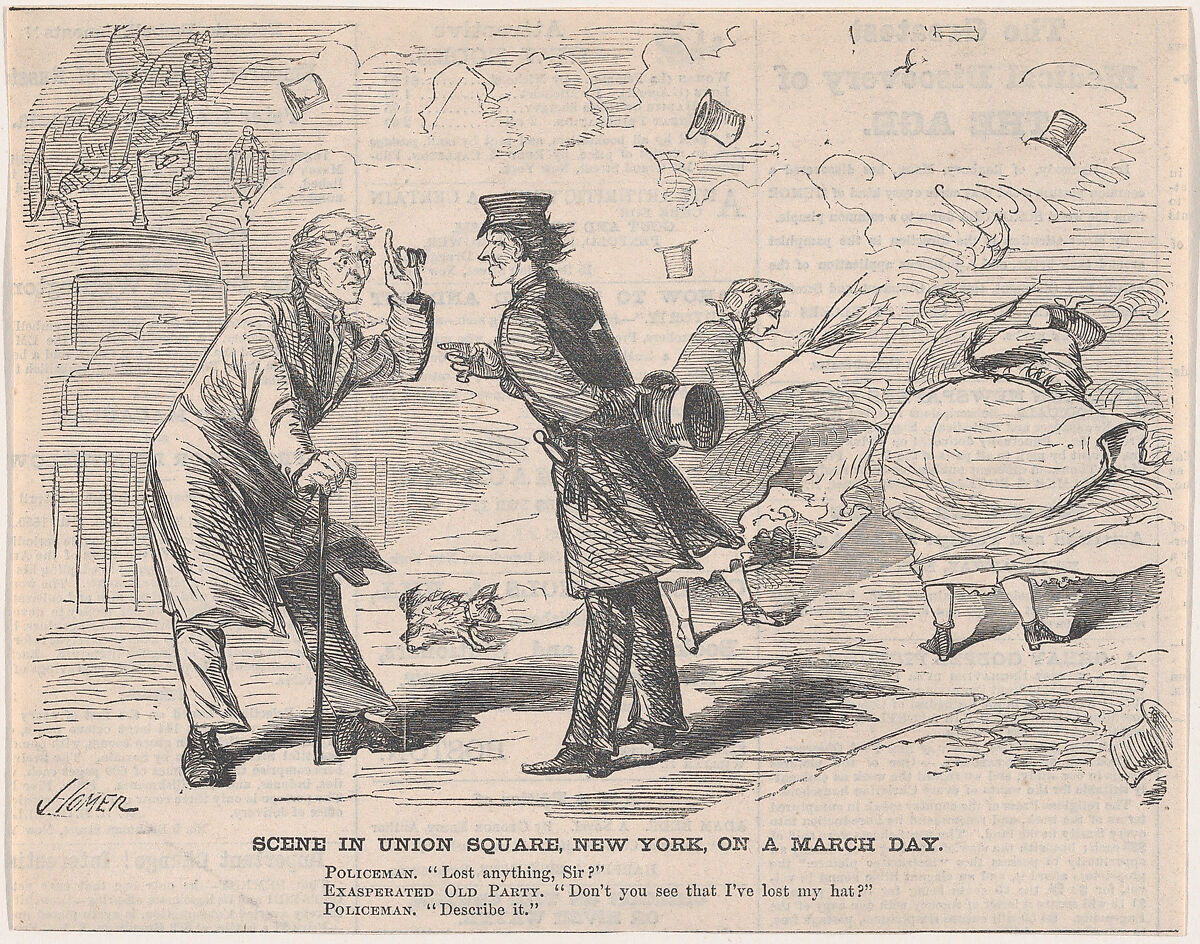 Scene in Union Square On a March Day (from "Harper's Weekly," Vol. IV), After Winslow Homer (American, Boston, Massachusetts 1836–1910 Prouts Neck, Maine), Wood engraving 