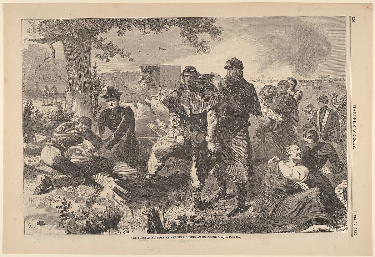 The Surgeon at Work at the Rear During an Engagement (from "Harper's Weekly," Vol. VII), After Winslow Homer (American, Boston, Massachusetts 1836–1910 Prouts Neck, Maine), Wood engraving 