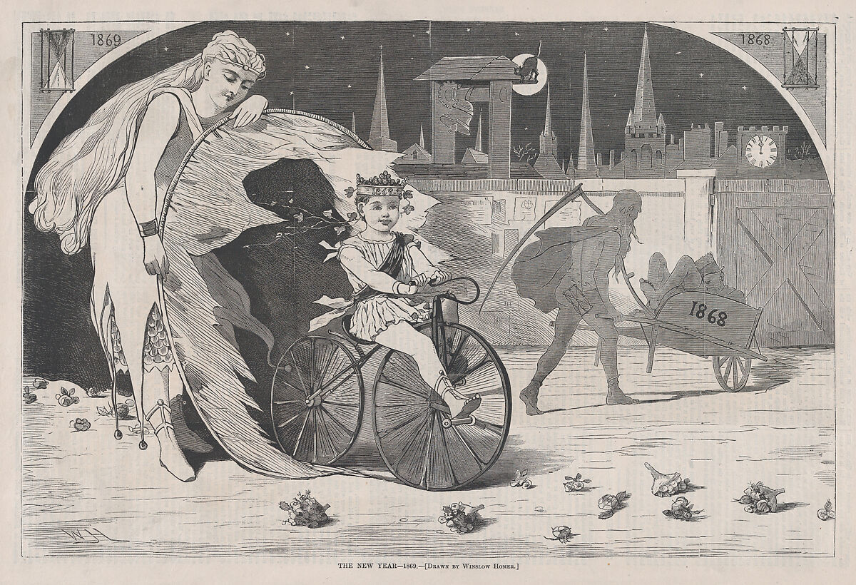 The New Year – 1869 – Drawn by Winslow Homer (from "Harper's Weekly," Vol. XIII), After Winslow Homer (American, Boston, Massachusetts 1836–1910 Prouts Neck, Maine), Wood engraving 