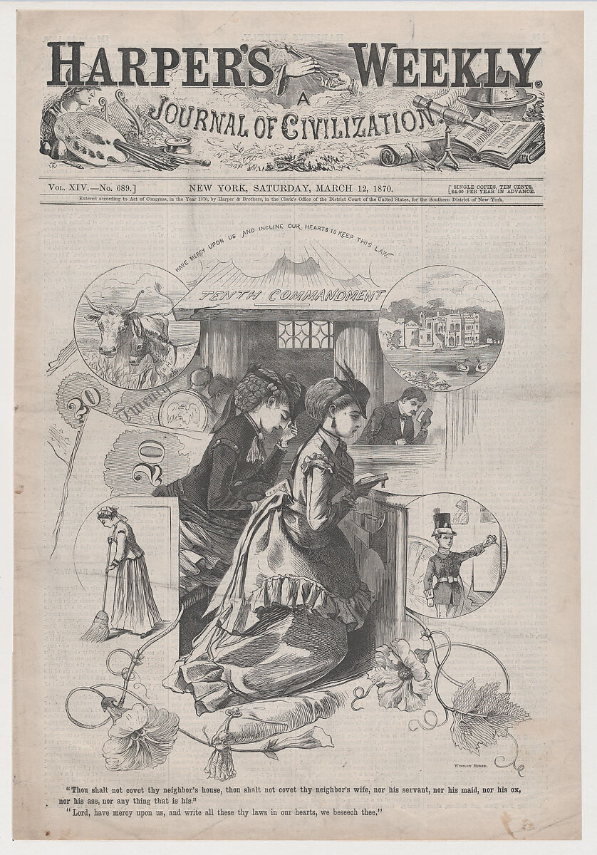 "Tenth Commandment" (from "Harper's Weekly," Vol. XIV), After Winslow Homer (American, Boston, Massachusetts 1836–1910 Prouts Neck, Maine), Wood engraving 