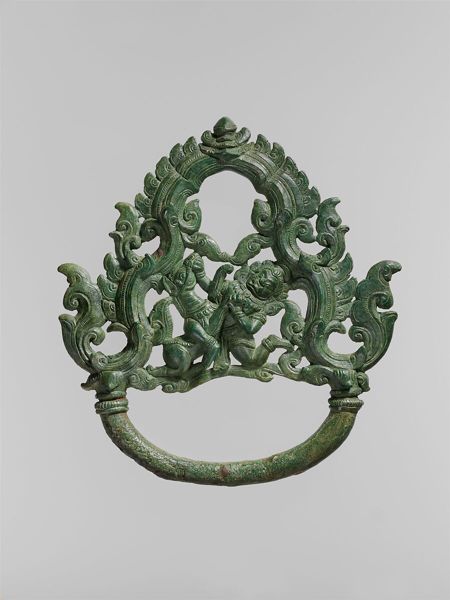 Palanquin Ring with Demon Battling a Horse, Bronze, Cambodia or Thailand 