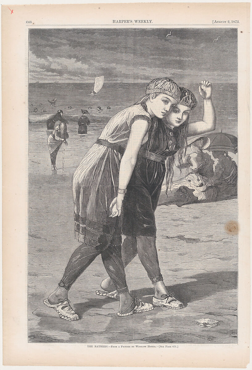 The Bathers (from "Harper's Weekly," Vol. XVII), After Winslow Homer (American, Boston, Massachusetts 1836–1910 Prouts Neck, Maine), Wood engraving 