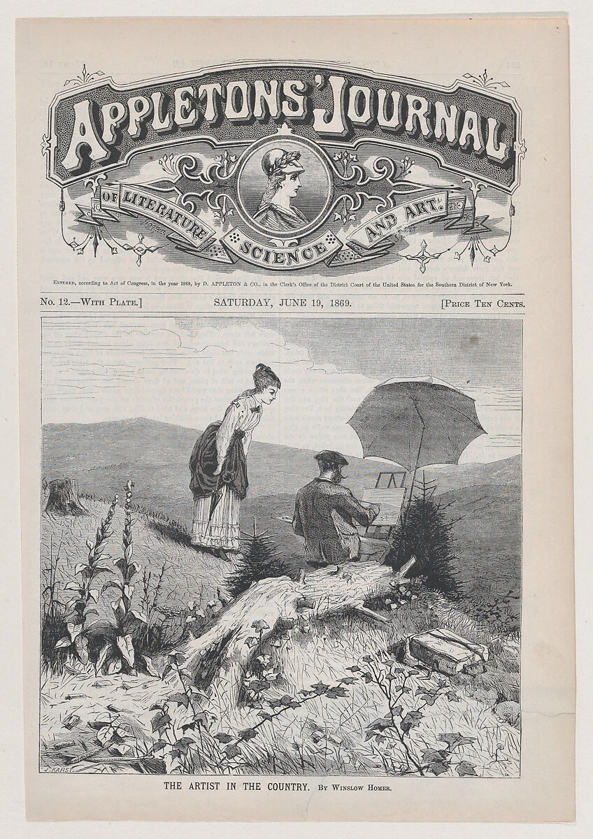 The Artist in the Country (from "Appleton's Journal," Vol. I), After Winslow Homer (American, Boston, Massachusetts 1836–1910 Prouts Neck, Maine), Wood engraving 