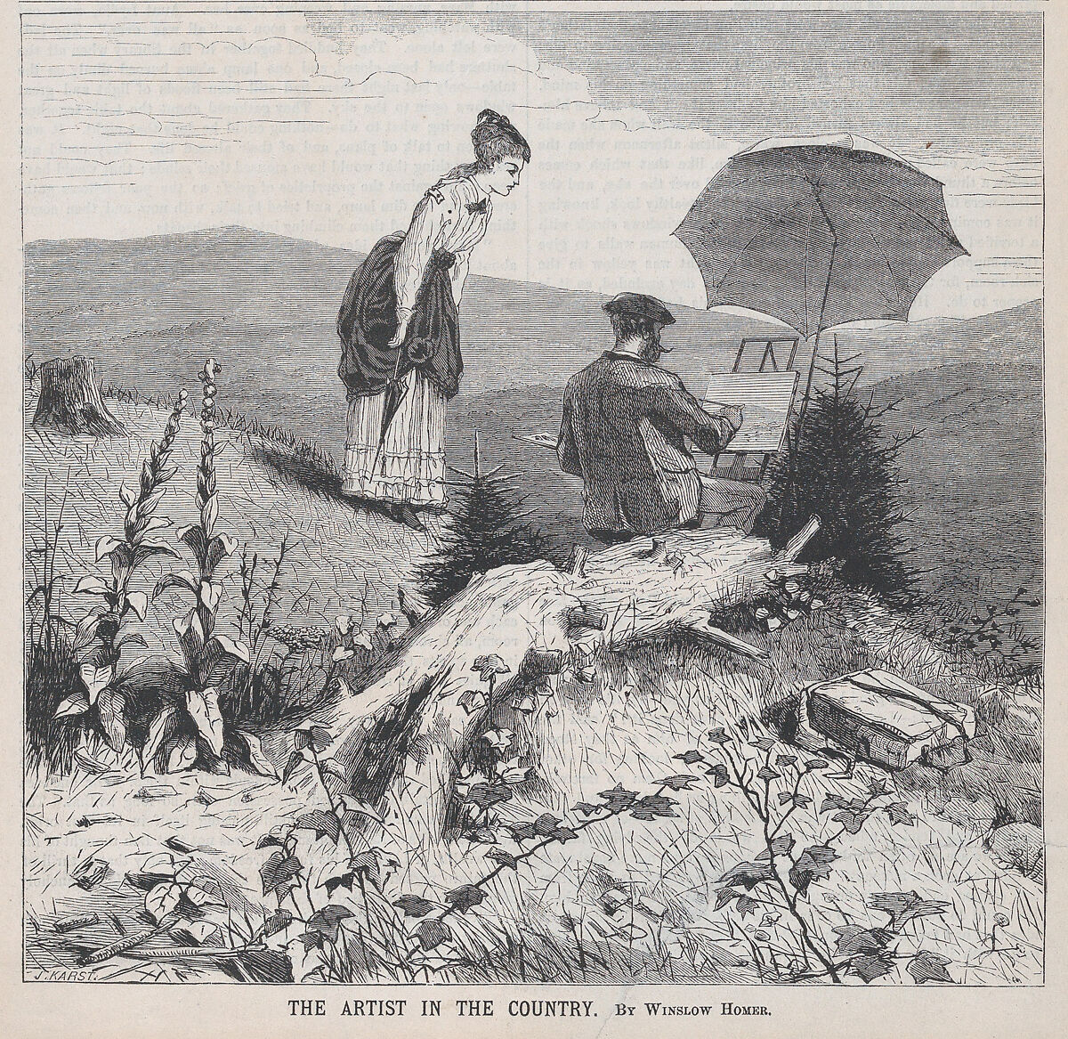 The Artist in the Country (from "Appleton's Journal," Vol. I), After Winslow Homer (American, Boston, Massachusetts 1836–1910 Prouts Neck, Maine), Wood engraving