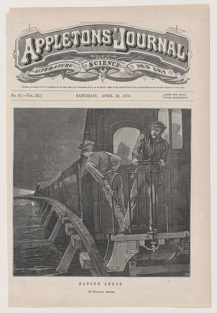 Danger Ahead (from "Appleton's Journal," Vol. III), After Winslow Homer (American, Boston, Massachusetts 1836–1910 Prouts Neck, Maine), Wood engraving 