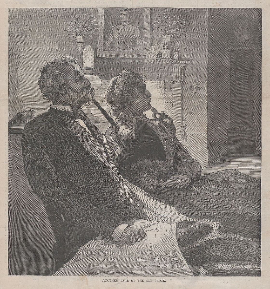 Another Year by the Old Clock (from "Harper's Bazar," Vol. III), After Winslow Homer (American, Boston, Massachusetts 1836–1910 Prouts Neck, Maine), Wood engraving
