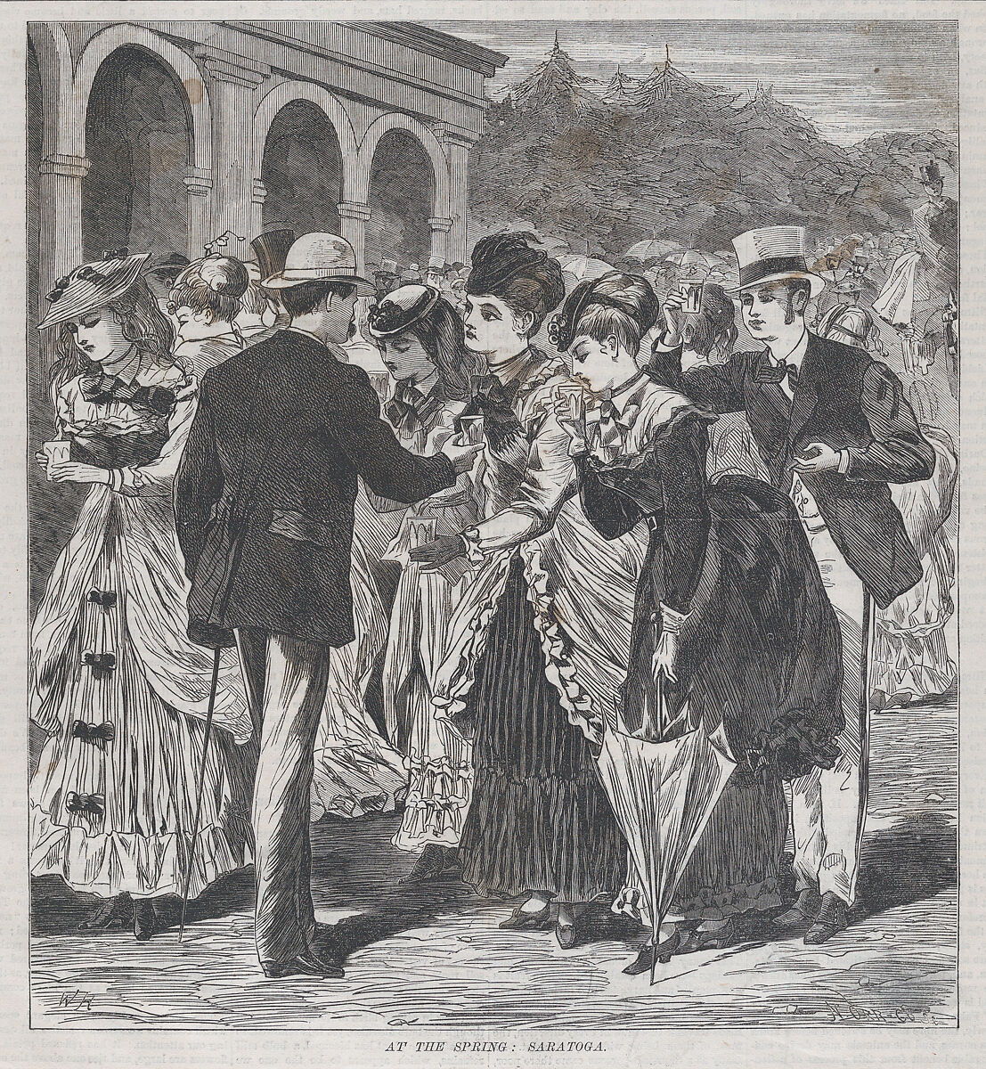 At the Spring: Saratoga (Hearth and Home, Vol. I), After Winslow Homer (American, Boston, Massachusetts 1836–1910 Prouts Neck, Maine), Wood engraving