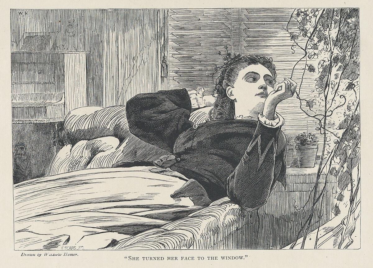 "She Turned her Face to the Window" (The Galaxy, An Illustrated Magazine of Entertaining Reading, Vol. V), After Winslow Homer (American, Boston, Massachusetts 1836–1910 Prouts Neck, Maine), Wood engraving 