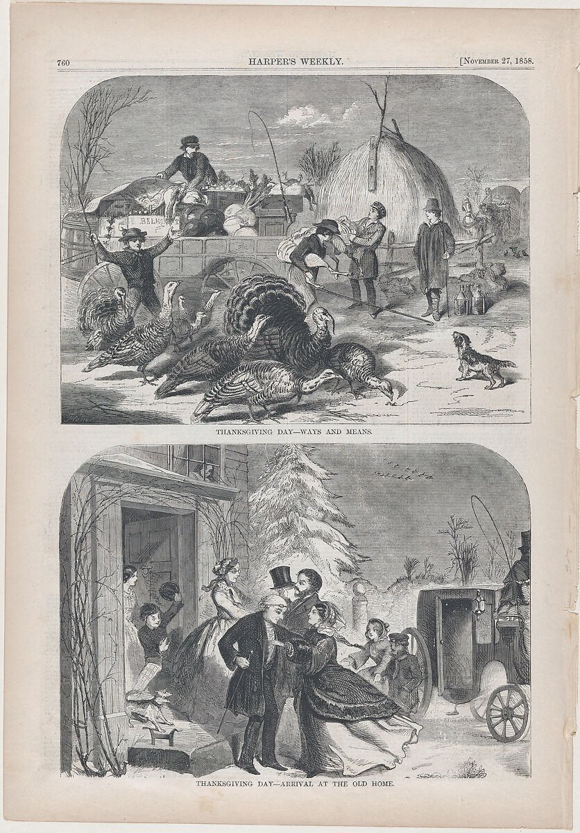 Thanksgiving Day – Ways and Means (from "Harper's Weekly," Vol. II), After Winslow Homer (American, Boston, Massachusetts 1836–1910 Prouts Neck, Maine), Wood engraving 