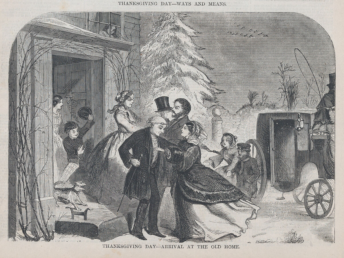 Thanksgiving Day –  Arrival At the Old Home (from "Harper's Weekly," Vol. II), After Winslow Homer (American, Boston, Massachusetts 1836–1910 Prouts Neck, Maine), Wood engraving
