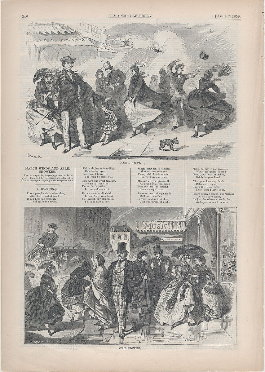 March Winds (from "Harper's Weekly," Vol. III), After Winslow Homer (American, Boston, Massachusetts 1836–1910 Prouts Neck, Maine), Wood engraving 