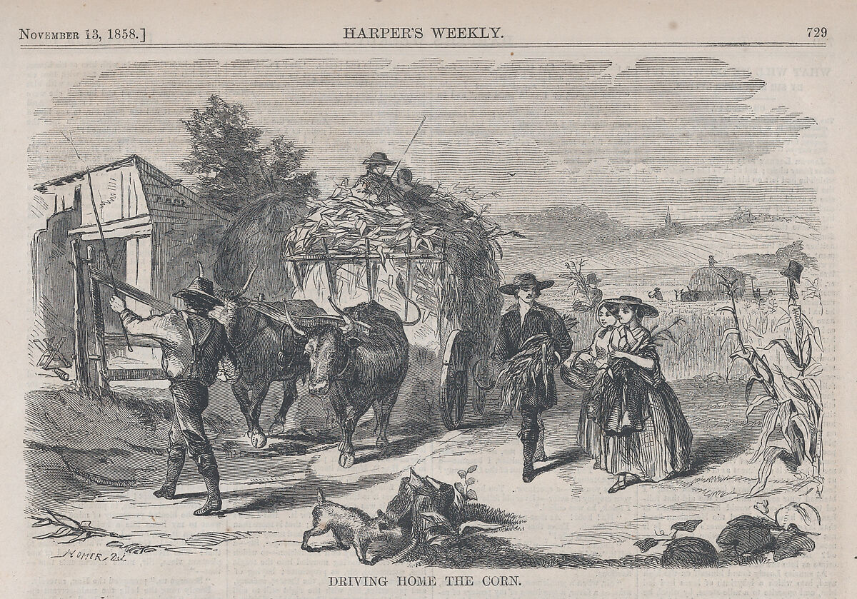 Driving Home the Corn and Dance after the Husking (from "Harper's Weekly," Vol. II), After Winslow Homer (American, Boston, Massachusetts 1836–1910 Prouts Neck, Maine), Wood engraving