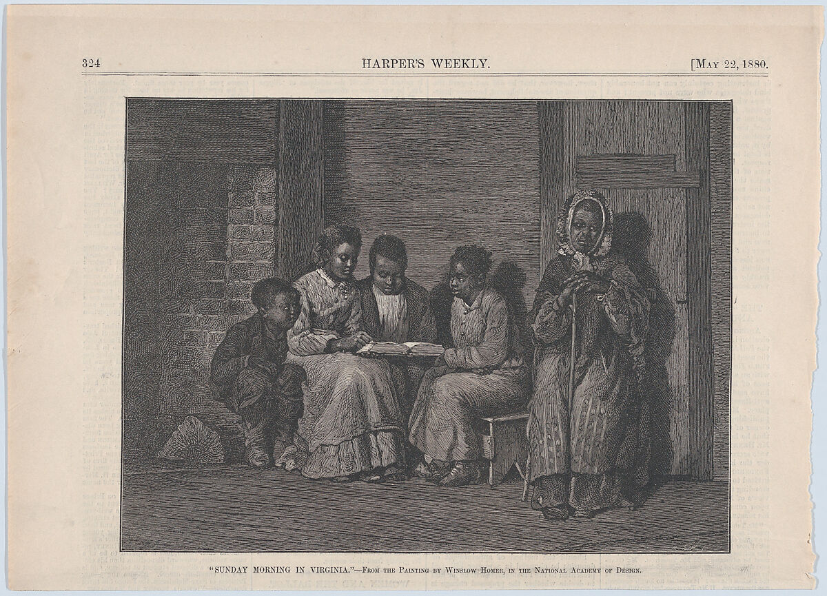 Sunday Morning in Virginia – From the Painting by Winslow Homer in the National Academy of Design (from "Harper's Weekly," Vol. XXIV), After Winslow Homer (American, Boston, Massachusetts 1836–1910 Prouts Neck, Maine), Wood engraving 