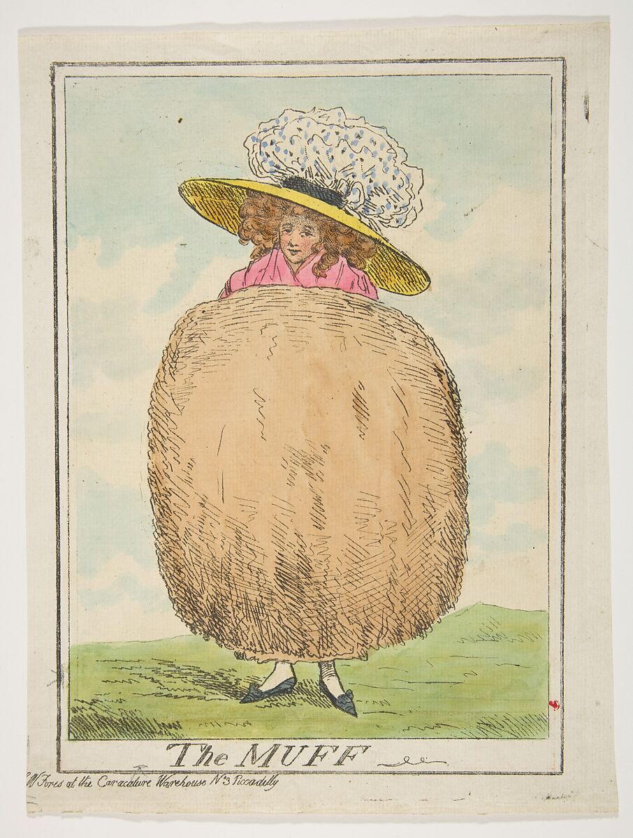 The Muff, Attributed to Henry Kingsbury (British, active ca. 1775–98), Hand-colored etching 
