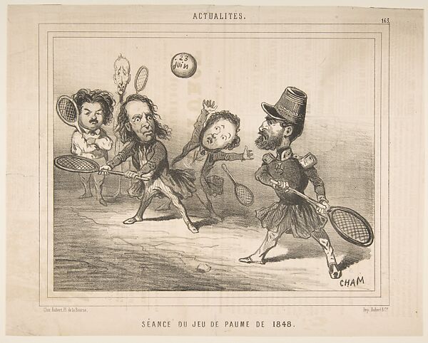 Tennis Session of 1848, from Actualités, published in Le Charivari, CHAM (Amédée Charles Henri, Comte de Noé) (French, Paris 1819–1879 Paris), Lithograph 