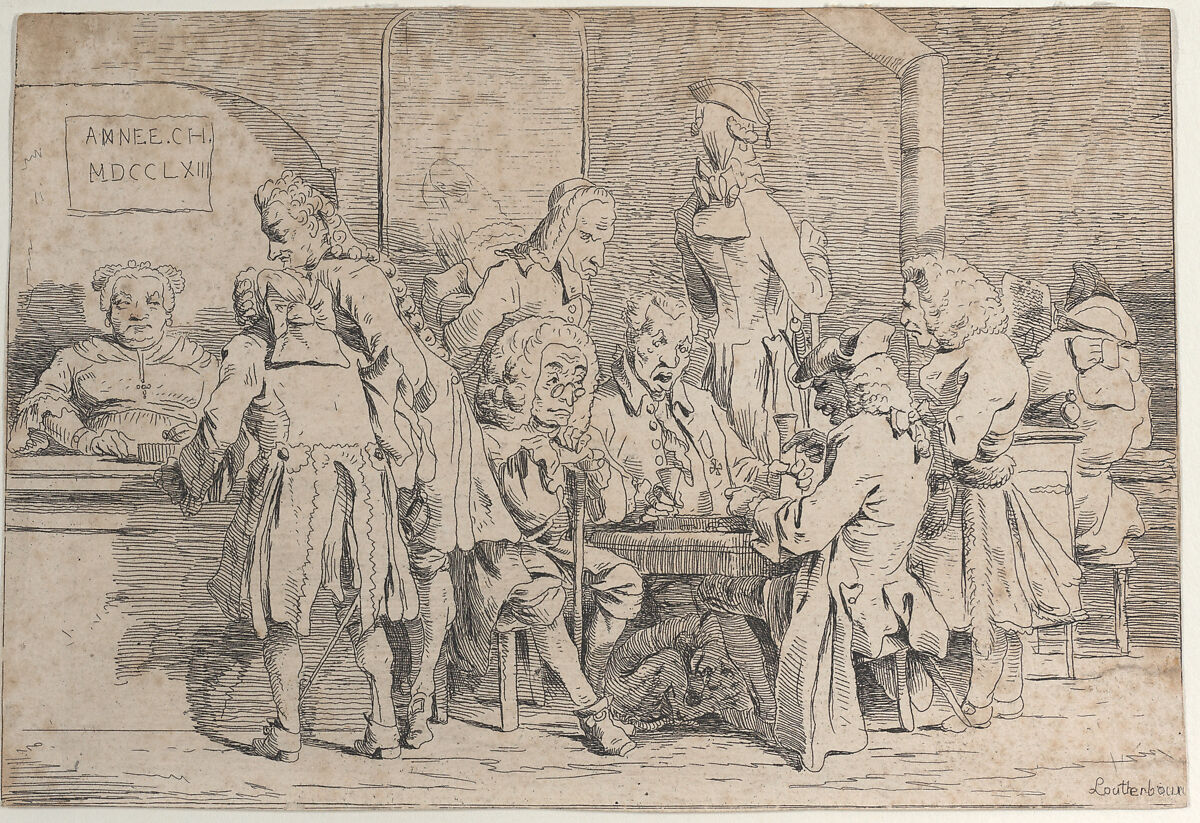 Playing Tric Trac, Philippe Jacques de Loutherbourg (French, Strasbourg 1740–1812 London), Etching 