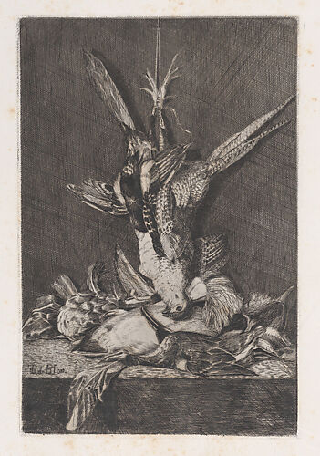 Hunting trophy with game birds and artichoke, from 