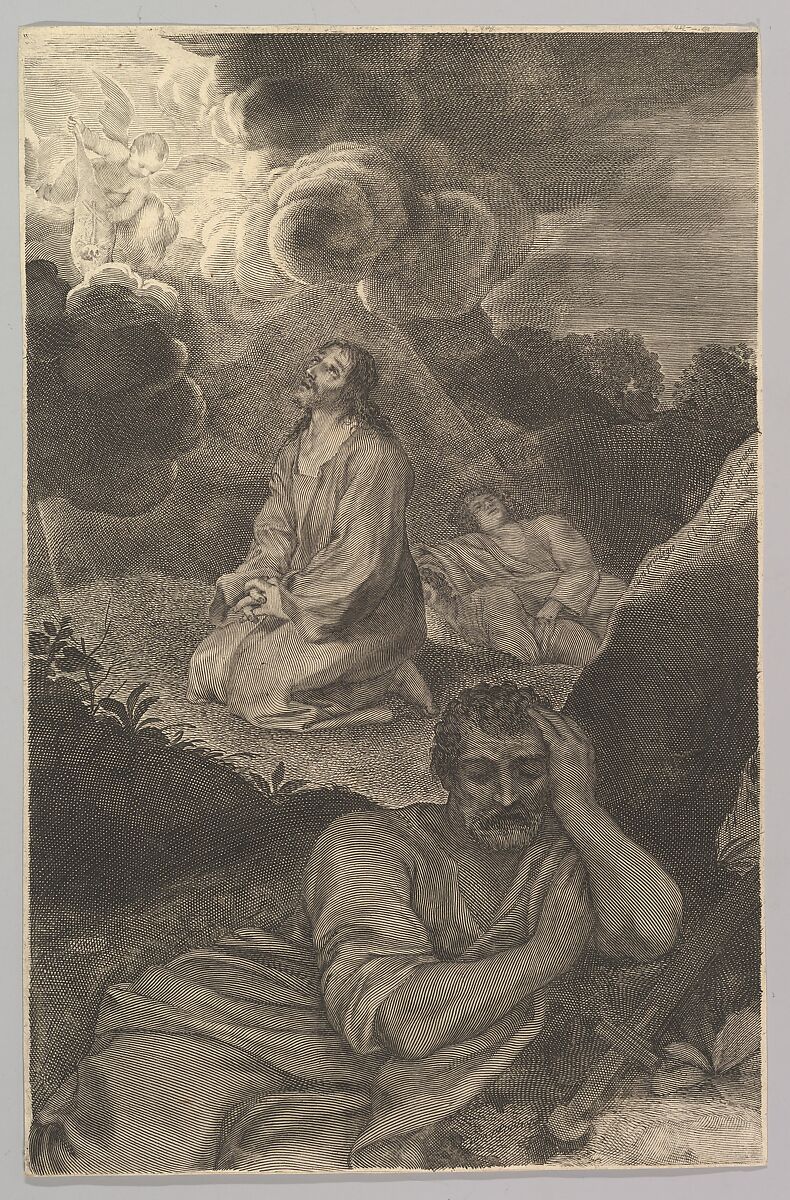 Christ in the Garden of Olives, Claude Mellan (French, Abbeville 1598–1688 Paris), Engraving; second state of two (BN) 