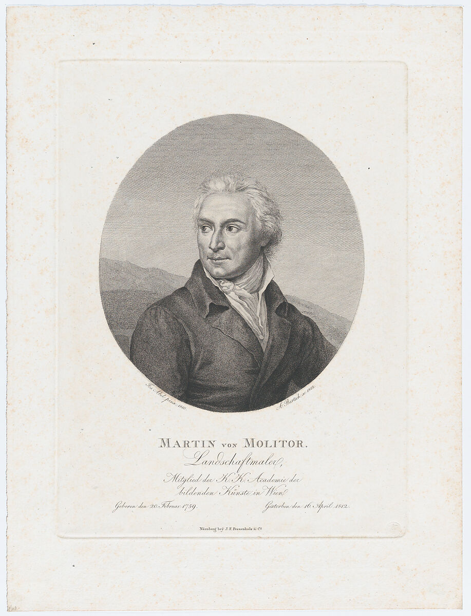 Portrait of Martin von Molitor, Adam von Bartsch (Austrian, Vienna 1757–1821 Vienna), Etching and engraving; fifth state of five (Rieger)