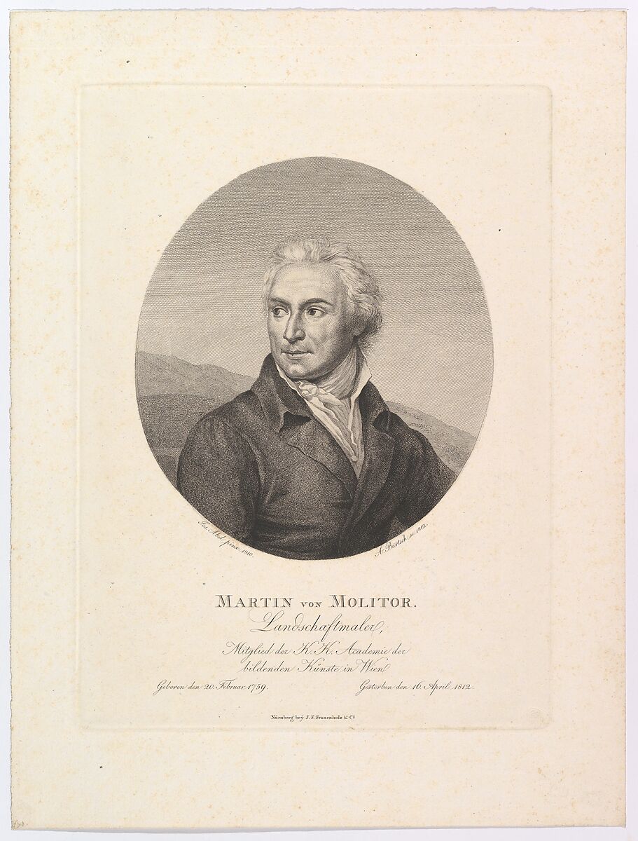 Portrait of Martin von Molitor, Adam von Bartsch (Austrian, Vienna 1757–1821 Vienna), Etching and engraving; fifth state of five (Rieger) 