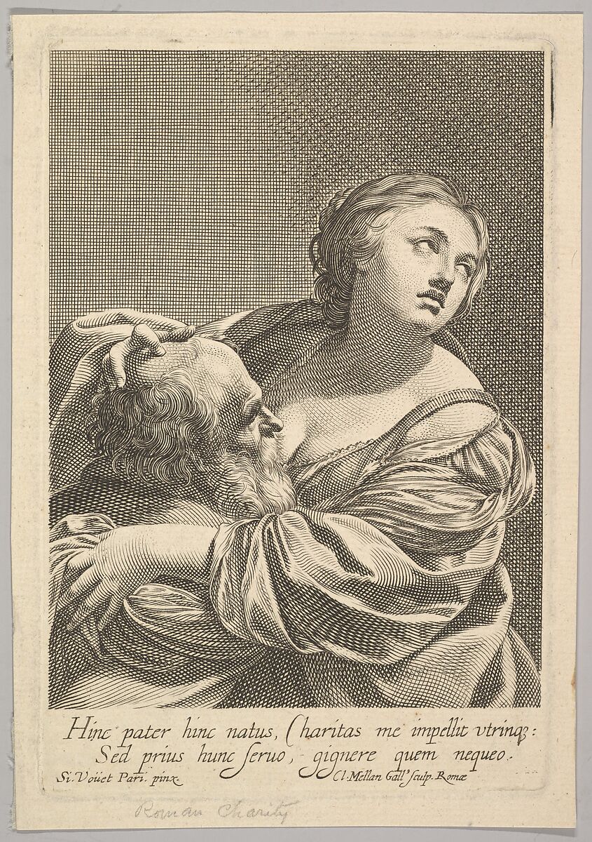 Roman Charity (La Charité Romaine), Claude Mellan (French, Abbeville 1598–1688 Paris), Engraving 