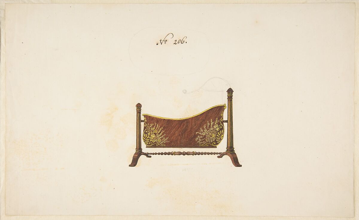 Design for a Firescreen (?), Anonymous, French, 19th century, Watercolor 