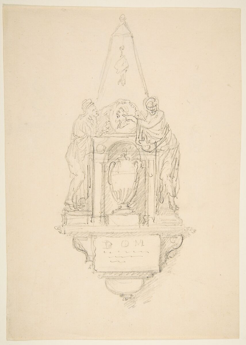 Design for a Monument (recto), Anonymous, French, 19th century, Graphite on laid paper 