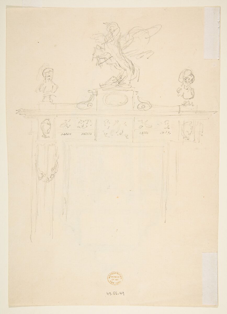 Design for a Monument (recto), Anonymous, French, 19th century, Graphite on laid paper