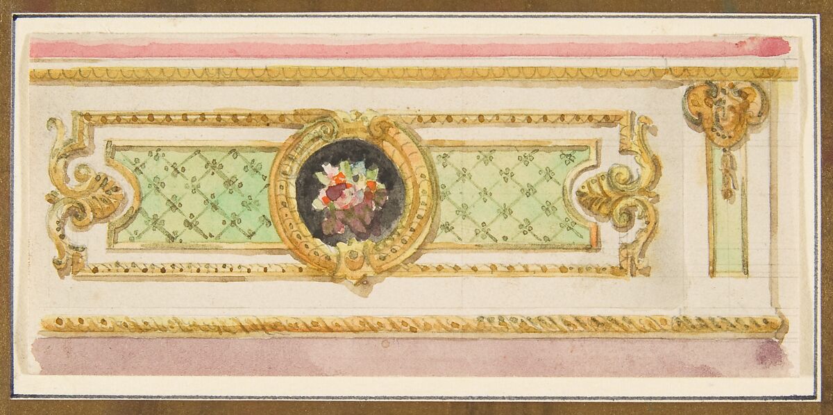 Design for a Decorative Wall Panel, Anonymous, French, 19th century, Watercolor on wove paper 