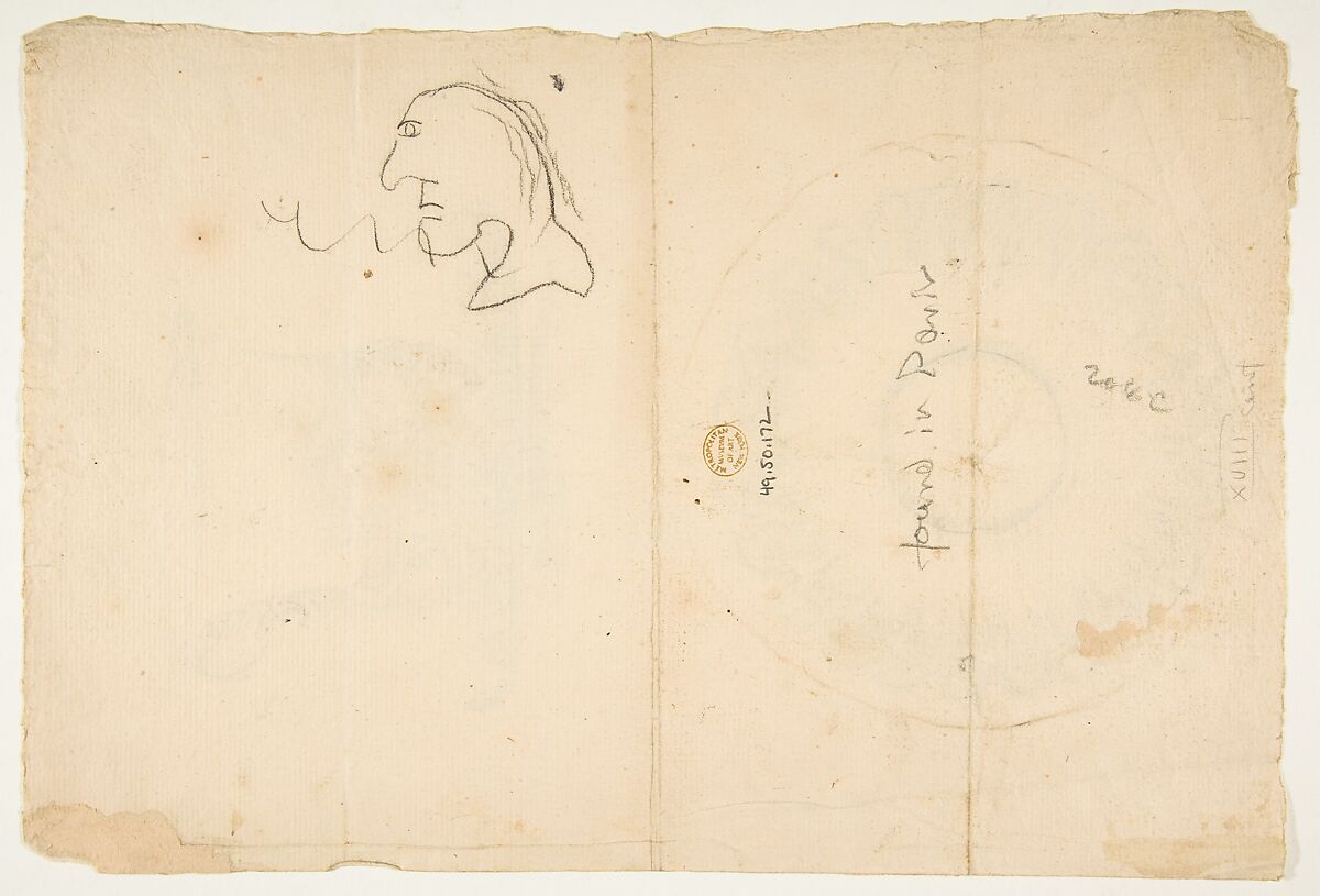 Design for a cup and saucer, Anonymous, French, 19th century, Pen and ink with wash on laid paper