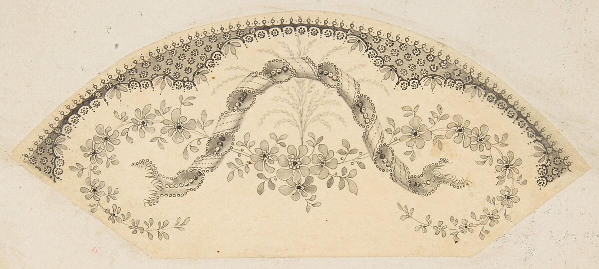 Lace Design, Anonymous, French, 19th century, Pen and ink with wash 