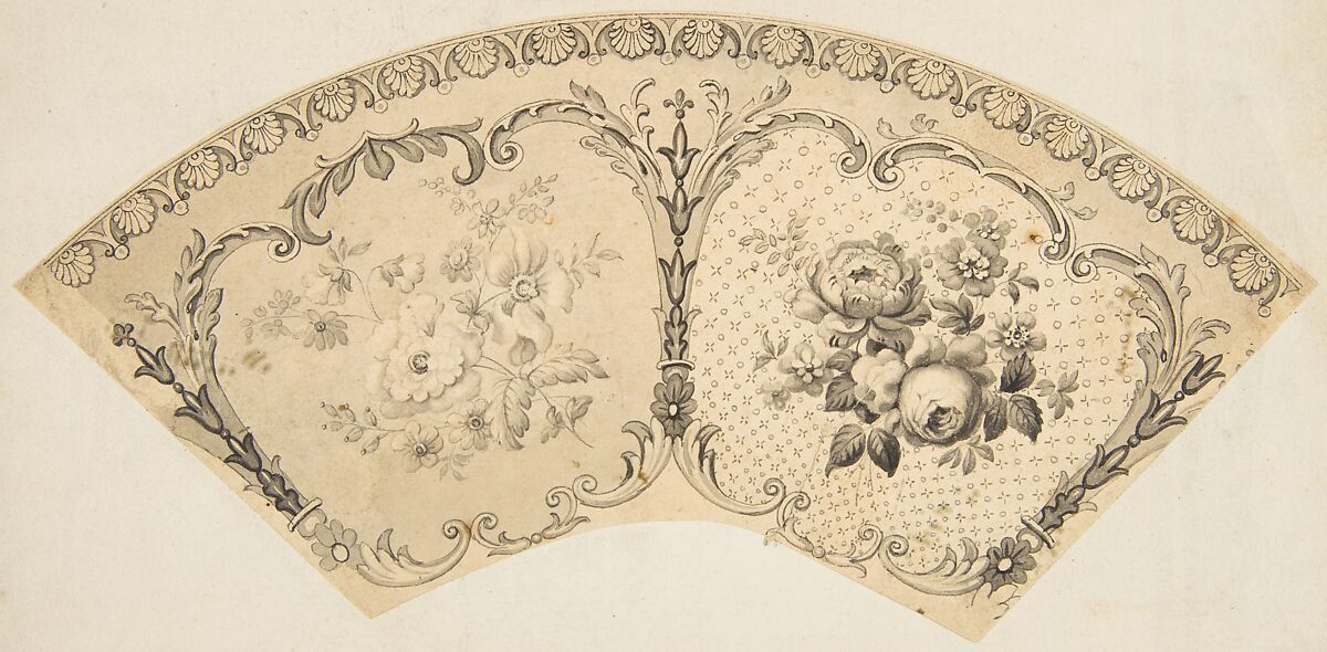 Lace Design, Anonymous, French, 19th century, Pen and ink with wash 