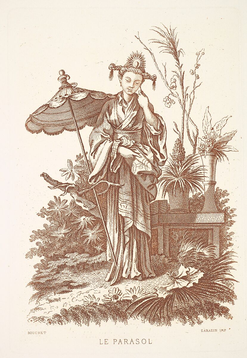 The Parasol, from "L'Artiste", After François Boucher (French, Paris 1703–1770 Paris), Etching printed in brown ink on wove paper 