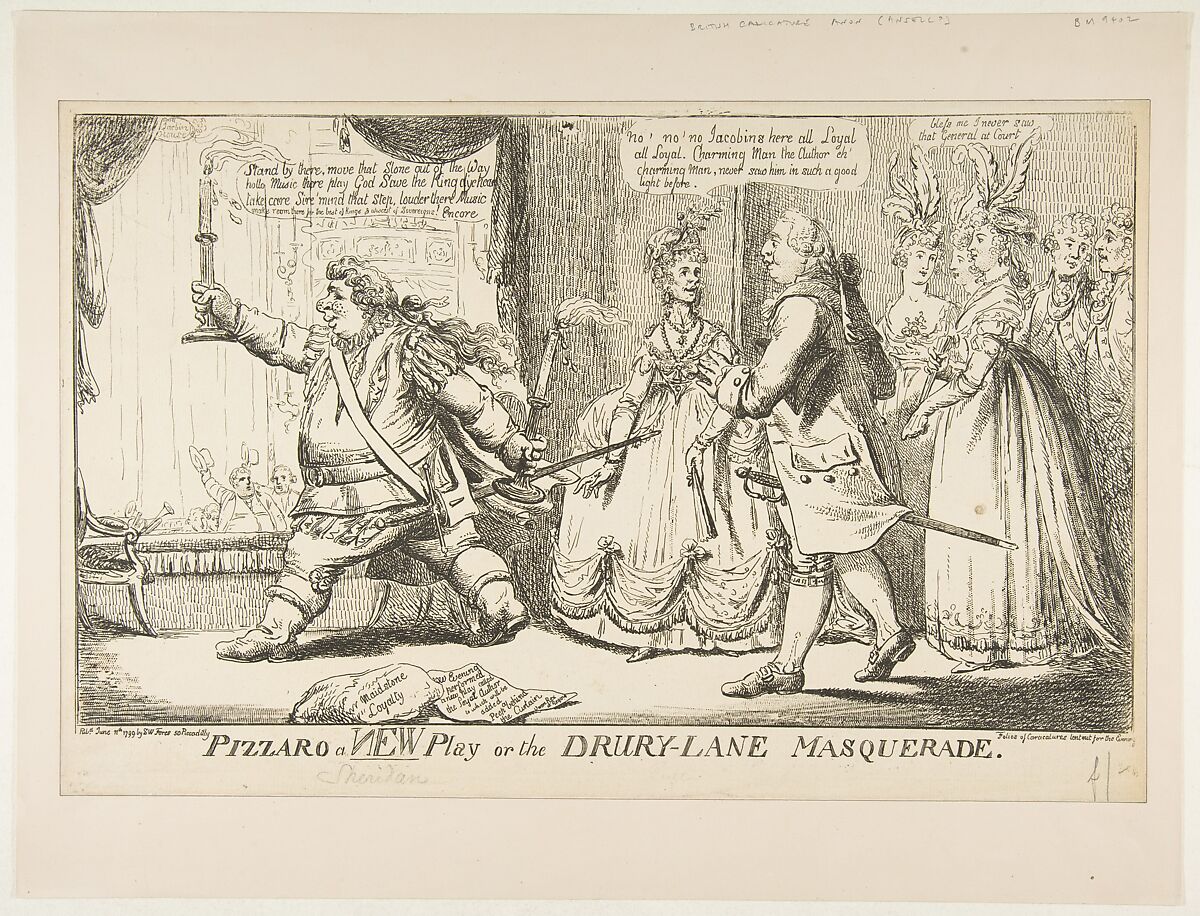 Pizzaro a New Play or the Drury-Lane Masquerade, Anonymous, British, 18th century, Etching 