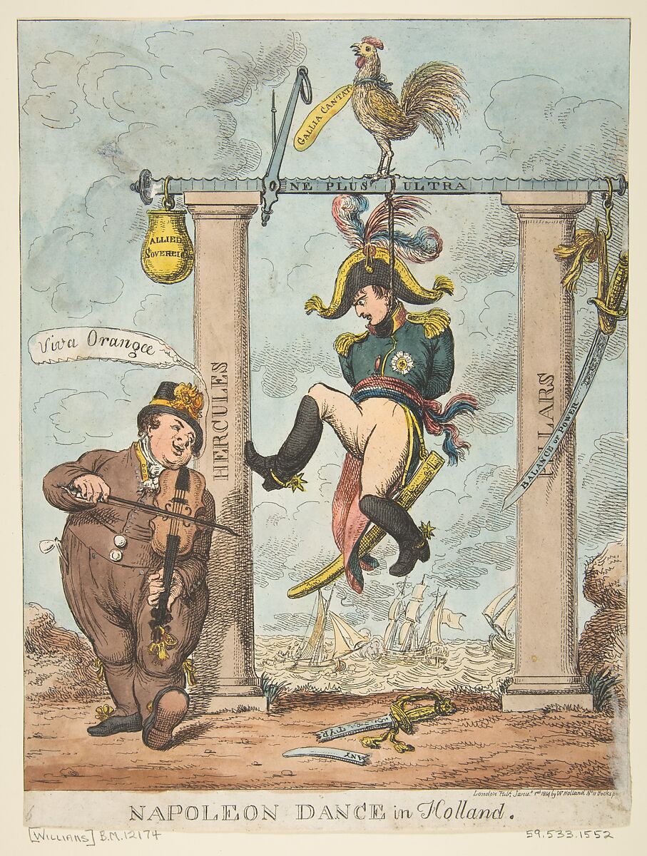 Napoleon Dance in Holland, Charles Williams (British, active 1797–1830), Hand-colored etching 