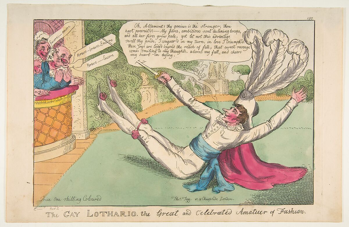 The Gay Lothario. The Great and Celebrated Amateur of Fashion, William Elmes (British, active 1804–16), Hand-colored etching; impression with artist's name and date removed 