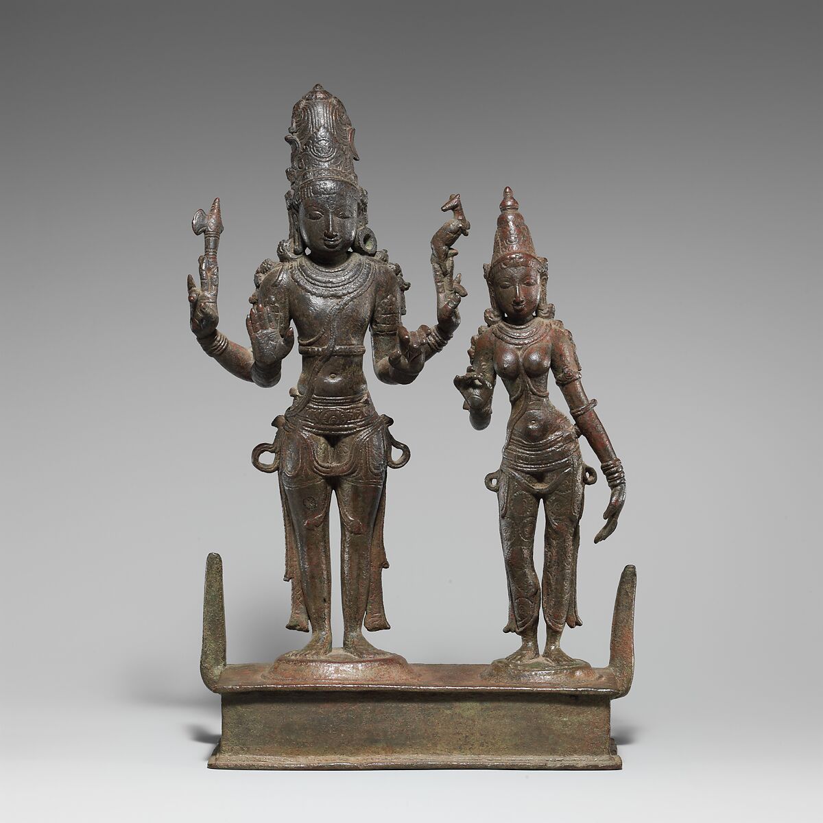 Standing Shiva and Parvati, Copper alloy, India 