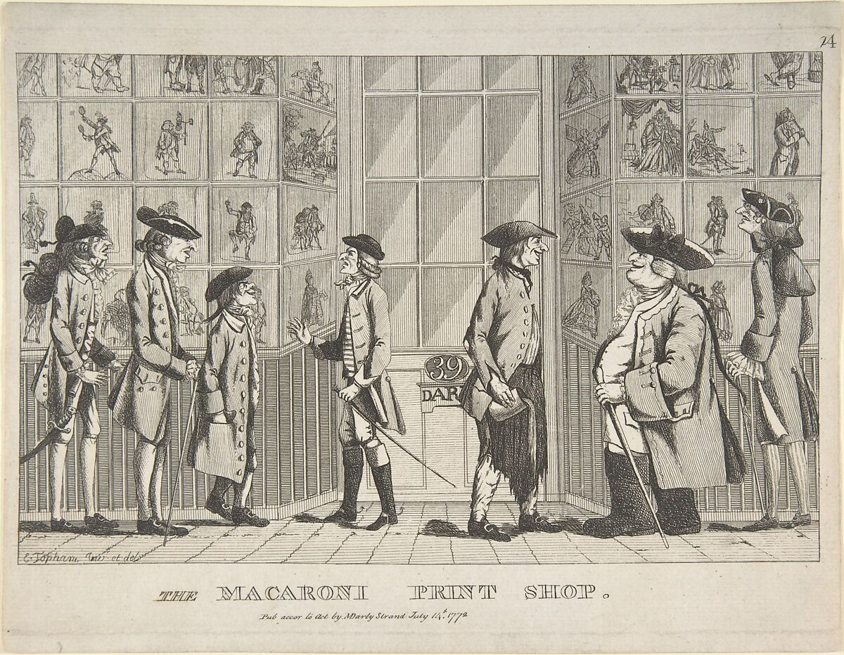 The Macaroni Print Shop, Edward Topham (British, York 1751–1820 Doncaster), Etching 