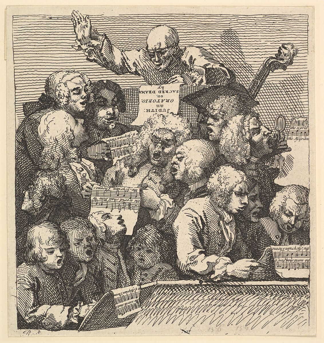 A Chorus of Singers, or The Oratorio, William Hogarth (British, London 1697–1764 London), Etching; third state of three 