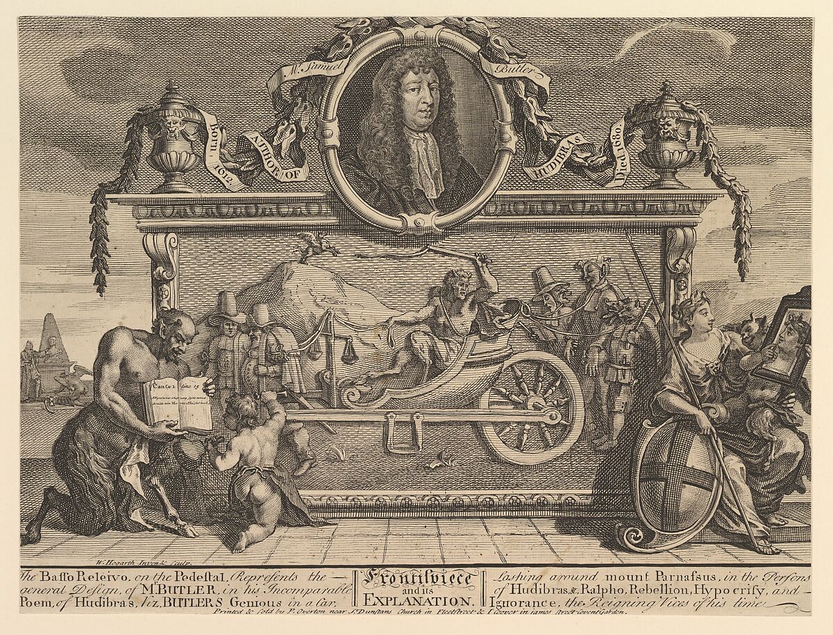 Frontispiece and Its Explanation: Twelve Large Illustrations for Samuel Butler's Hudibras, Plate 1, William Hogarth (British, London 1697–1764 London), Etching and engraving; first state of four 
