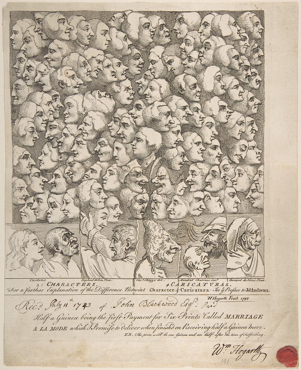 Characters and Caricaturas, William Hogarth  British, Etching; first state of two