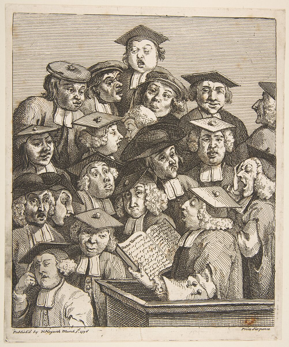 Scholars at a Lecture, William Hogarth (British, London 1697–1764 London), Etching and engraving; second state of two 
