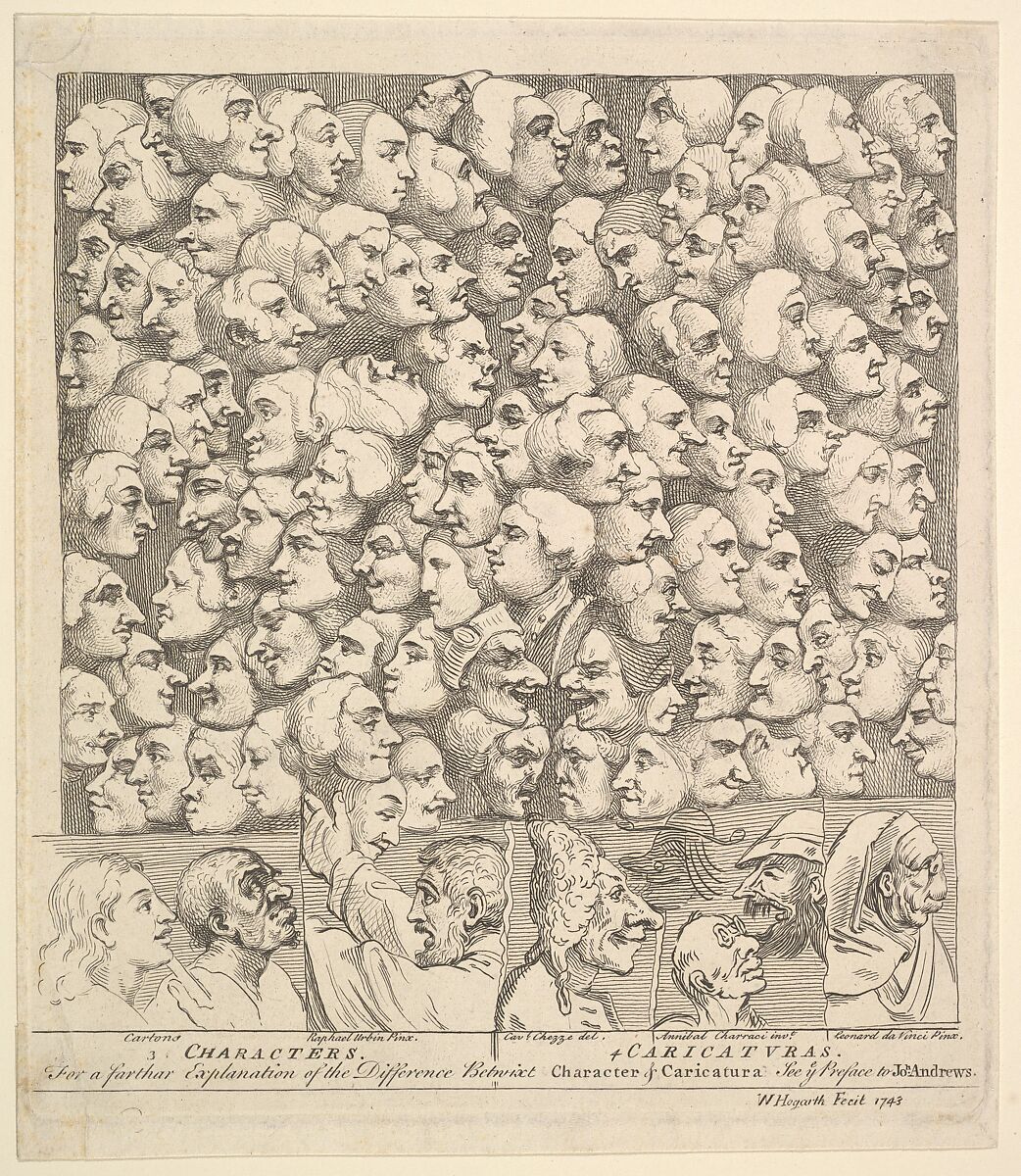 Characters and Caricaturas, William Hogarth (British, London 1697–1764 London), Etching; second state of two 