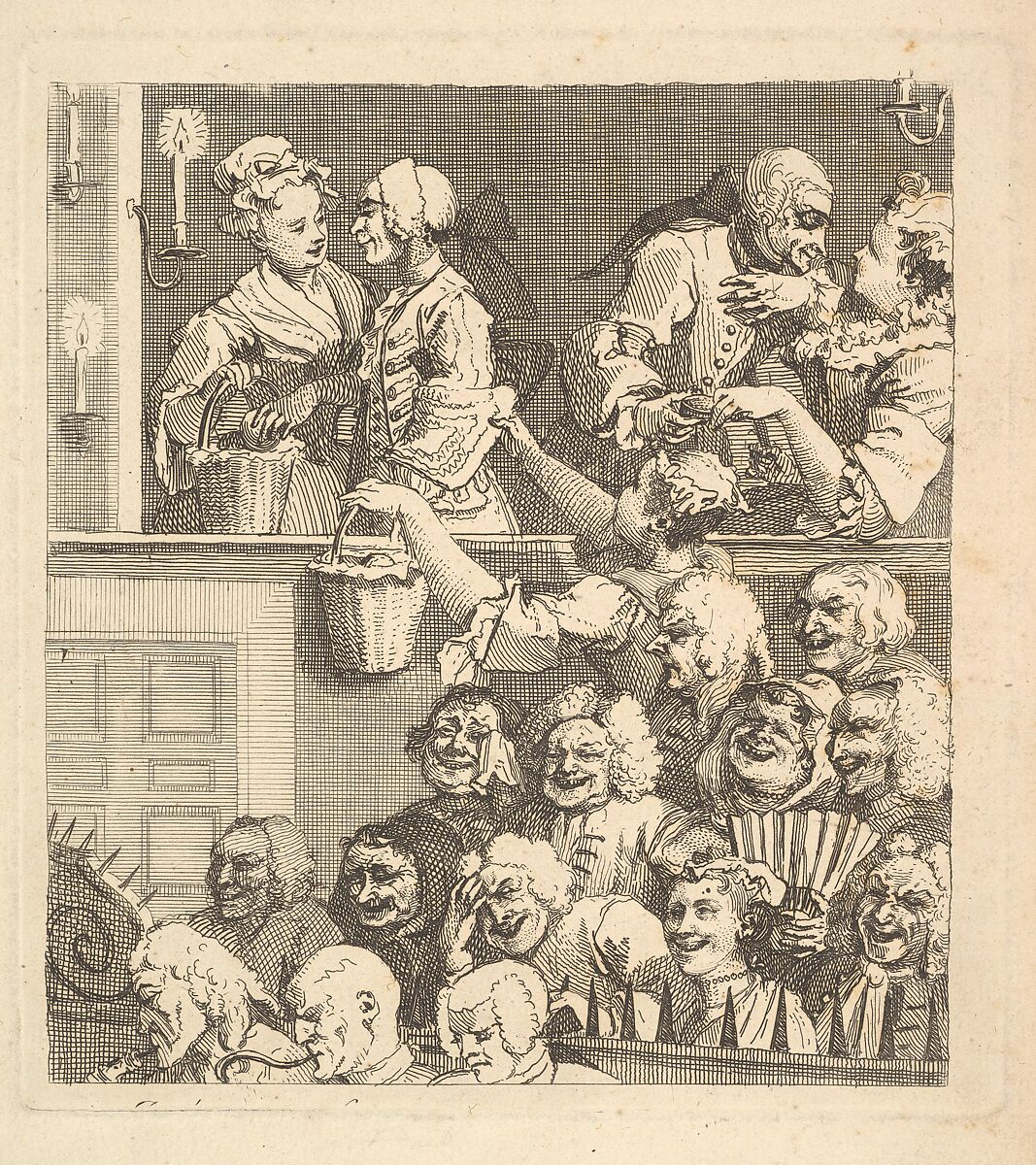 The Laughing Audience, William Hogarth (British, London 1697–1764 London), Etching; fourth state of four 