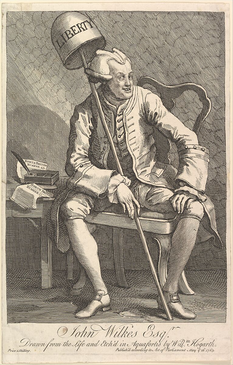 John Wilkes, Esq., William Hogarth (British, London 1697–1764 London), Etching and engraving; first state of two 