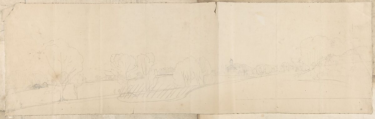 Landscape Sketch, Anonymous, British, 19th century, Graphite 