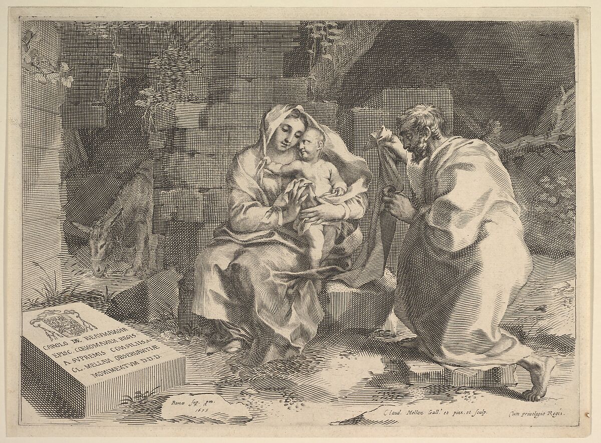 Holy Family (Repos pendant la fuite en Égypte), Claude Mellan (French, Abbeville 1598–1688 Paris), Engraving; third state of four 